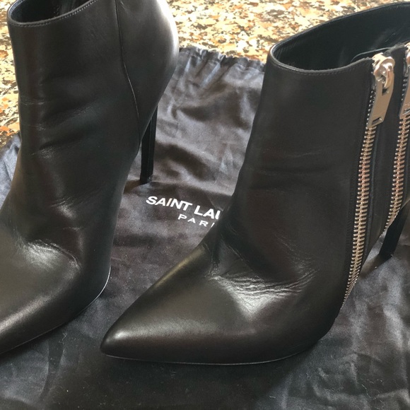 Saint Laurent YSL Black Leather Double Zip Bootie - Picture 8 of 8